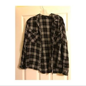 Sanctuary Boyfriend Black Plaid Button Up